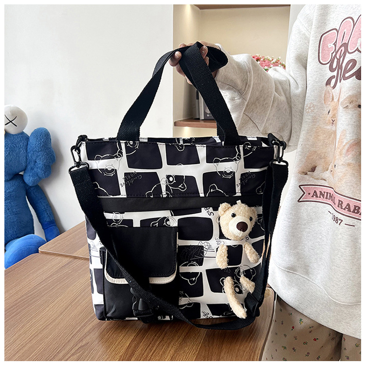 Cute large-capacity tutorial bag for girls, new simple nylon hand-held tutorial bag for junior high school and primary school students, crossbody bag wholesale Specification drawing