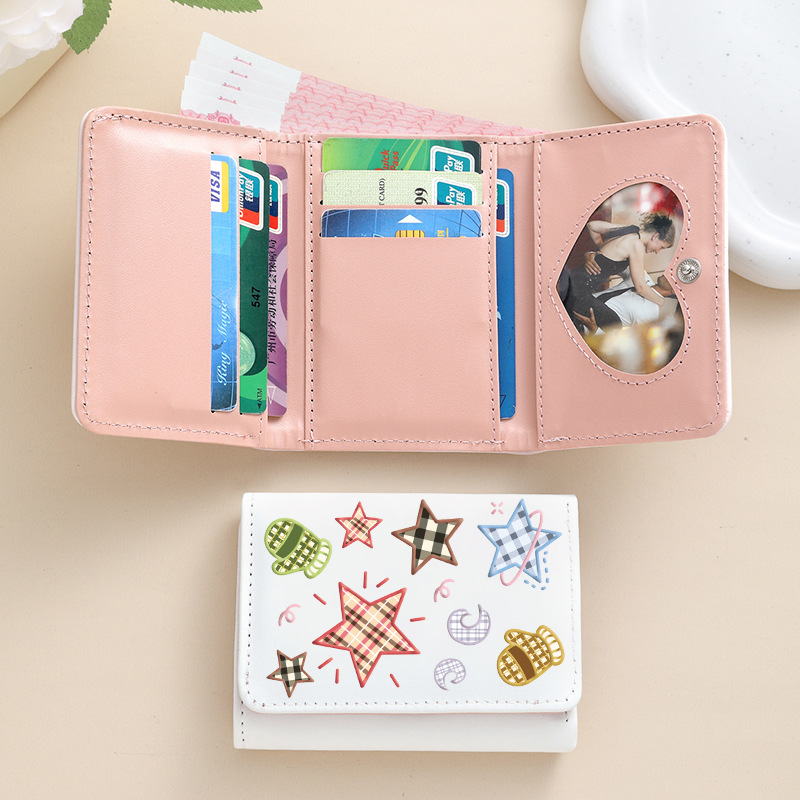 Star InS-style student cute card bag for primary and secondary school wallets, multiple slots, 30% off short folding coin purse full figure