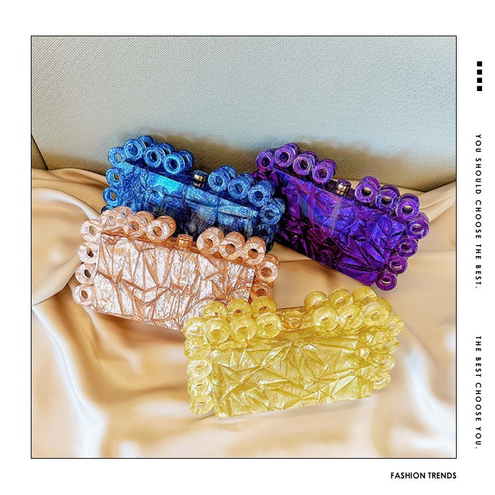 New fashionable circle acrylic bag for cross-border foreign trade women, evening bag, single-shoulder crossbody banquet clutch full figure