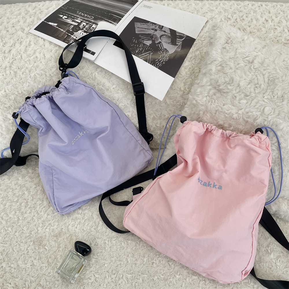 55145 Lightweight drawstring Backpack, outdoor commuting and leisure travel bag, ins Korean version drawstring drawstring backpack full figure