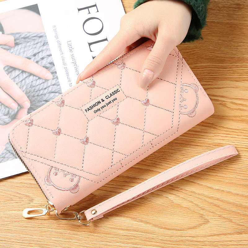 New women's wallet, long, fashionable single zipper, large-capacity coin purse, mobile phone, women's bag, perfect for mom's handbag Specification drawing