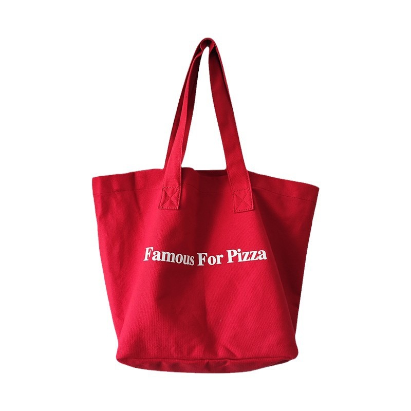2024 New Instagram niche red canvas bag, casual letter-printed canvas single-shoulder bag, large-capacity student bag Item Picture
