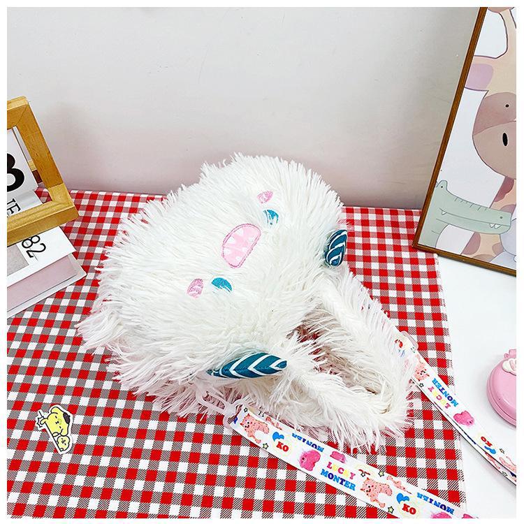 2024 New style of cute Korean plush single-shoulder crossbody bag with a girlish heart and cartoon monsters. Children's crossbody bag undefined