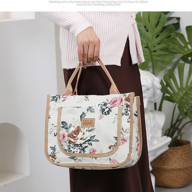 New fashionable and simple handbag, ethnic-style work casual portable bag wholesale, mommy bag, canvas large bag details Picture