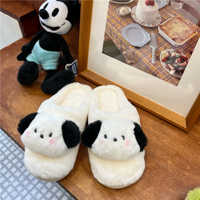 Original design, cute cartoon blush, dog plush slippers, home anti-slip headband slippers, cotton shoes, couple style Item Picture