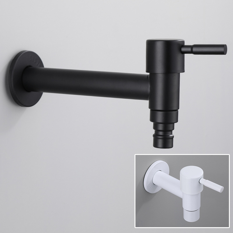 Black quick-opening 4-inch faucet for washing machine, 304 stainless steel single-cooling faucet for mop, sink faucet full figure