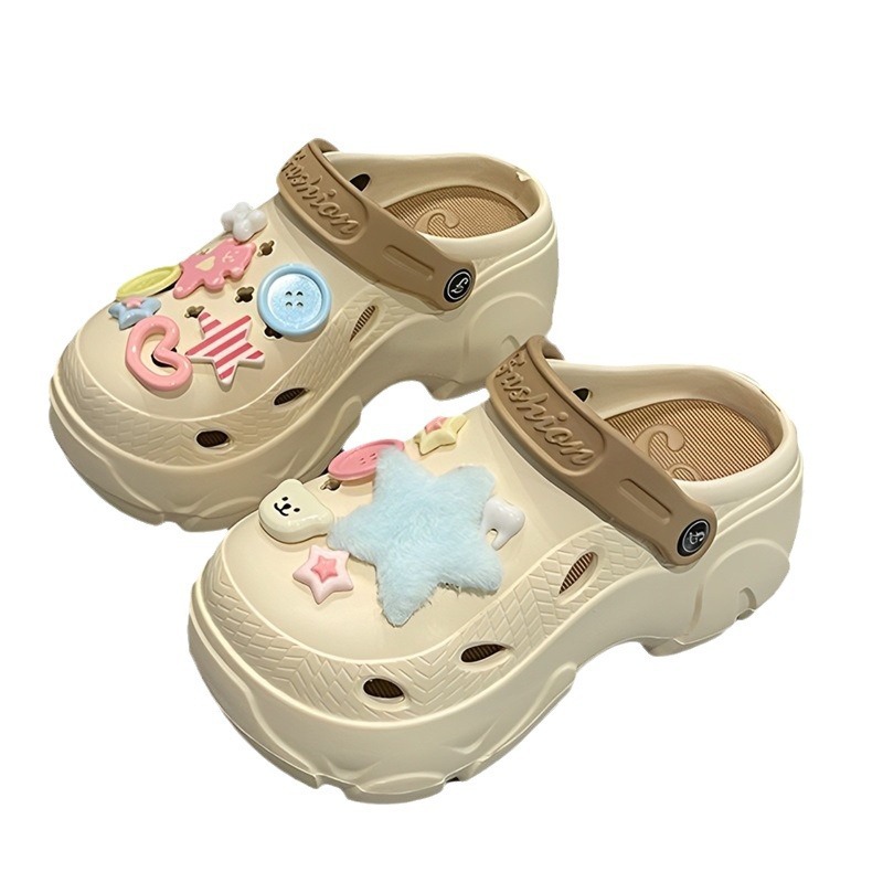 Thick-soled 2024 new Crocs for women, summer outerwear, anti-slip and height-increasing, beach and beachhead semi-cool slippers for women 460 Item Picture
