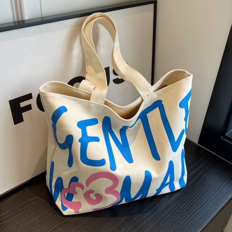 Commuting single-shoulder letter large-capacity versatile bag, canvas bag, Japanese student class artistic bag, women's tote handbag details Picture