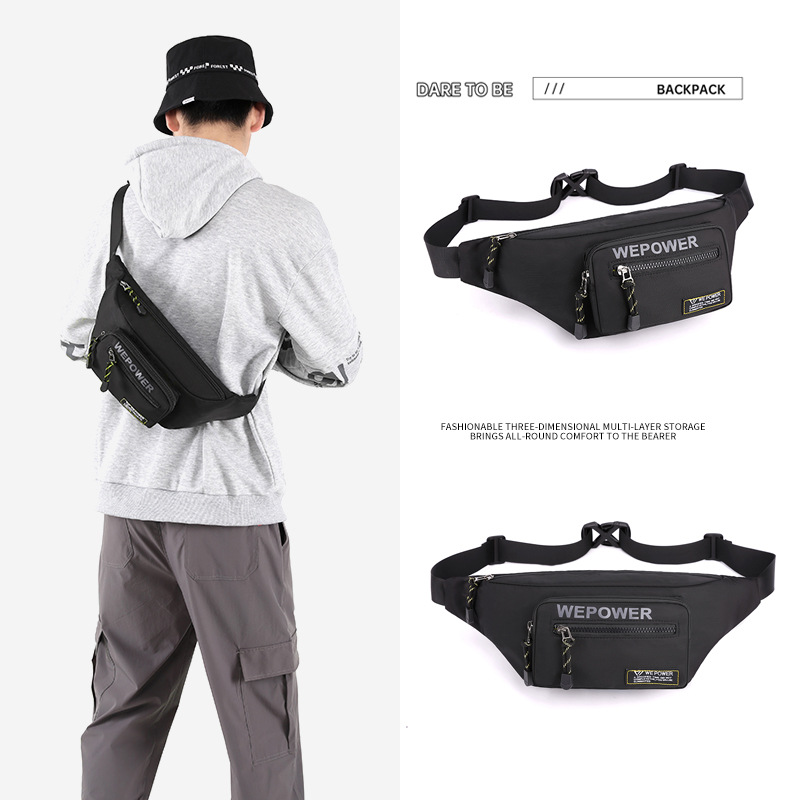 New trendy chest bag, casual single-shoulder crossbody bag, outdoor sports waist bag, men's running, lightweight storage phone chest bag details Picture