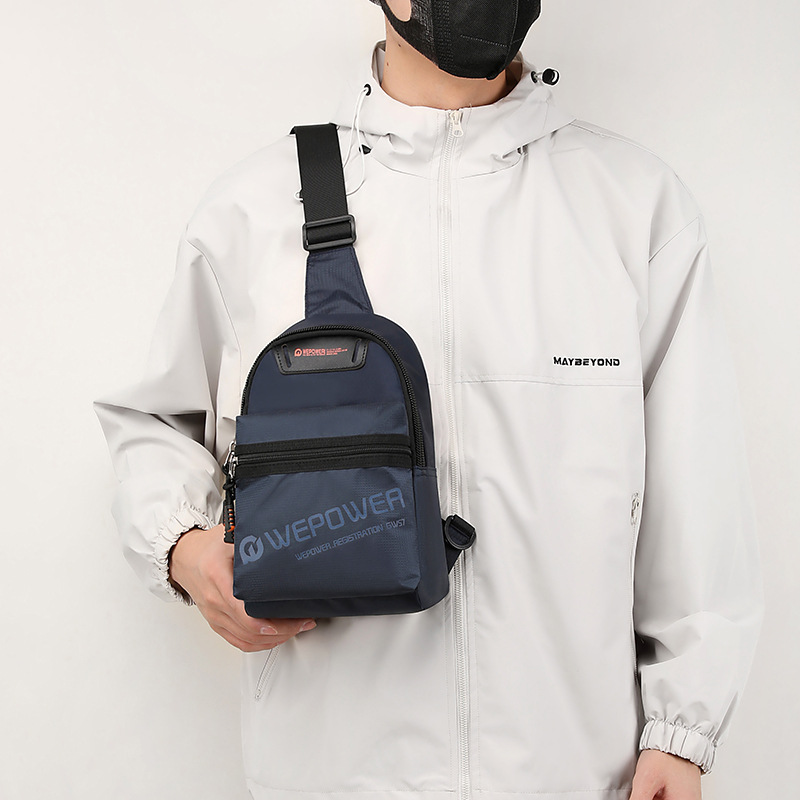 WEPOWER's new cross-border fashion single-shoulder bag, men's bag, multi-pocket lightweight commuting crossbody bag, and casual chest bag Specification drawing
