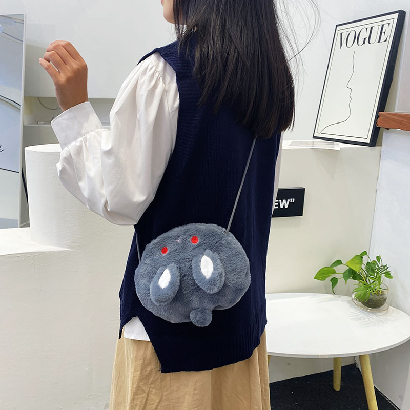 2022 Winter New Children's cartoon cute plush rabbit, girlish accessory, single-shoulder crossbody mobile phone small bag Specification drawing