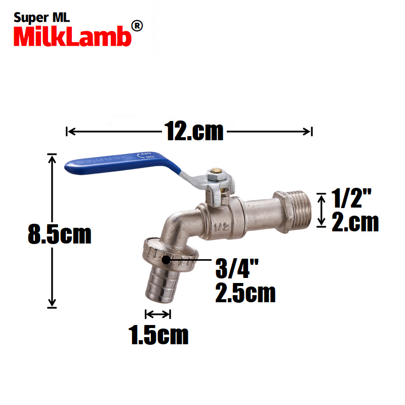 Cross-border exclusive 1/2x3/4 zinc alloy faucets, pacifiers, belts, capeless faucets [blue] Item Picture