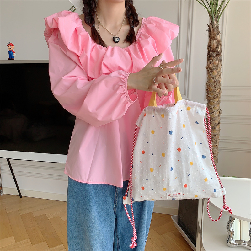 34181 New ins Summer Candy Bean Canvas Bag, large capacity backpack, fresh and cute hand-carried bag, college student book bag Specification drawing