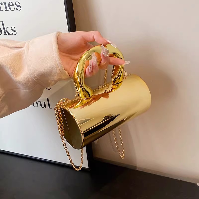 Candy-colored acrylic cylinder bag 2025 new style soft girl Instagram influencer personality shiny single-shoulder crossbody bag Specification drawing