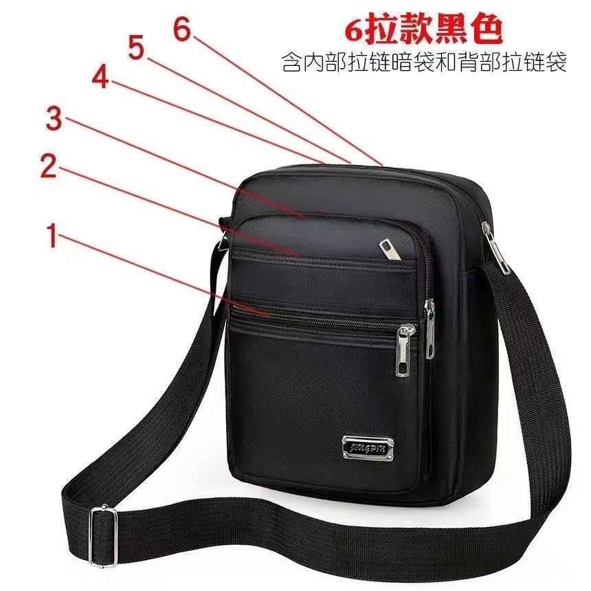 New fashionable crossbody bag for men with multi-layer zipper pockets, cash register change bag, outdoor commuting and business travel single-shoulder bag details Picture