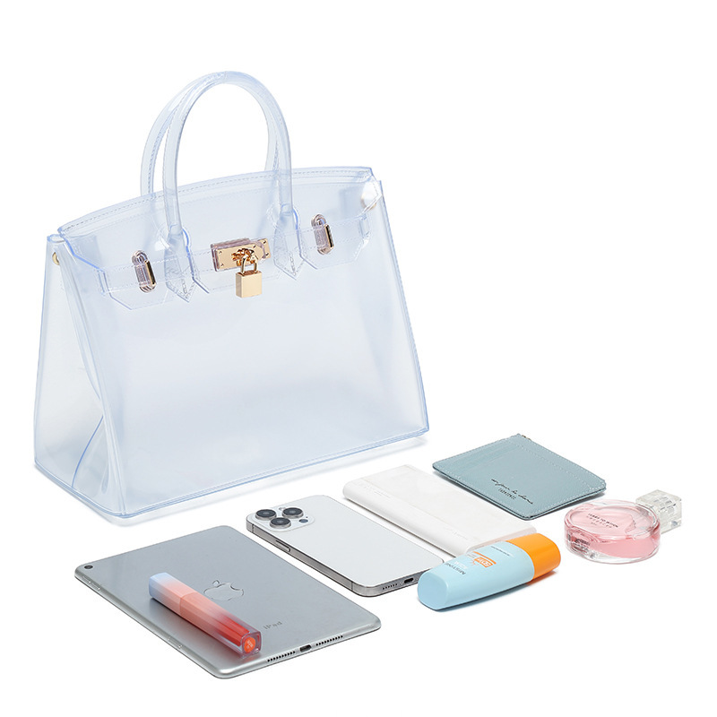 PVC jelly bag for women's cross-border trade, new transparent platinum bag, large-capacity single-shoulder handbag, beach bag Application Scenario