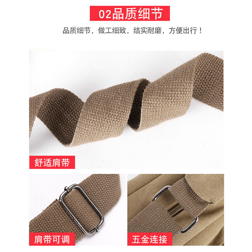 Physical men's canvas crossbody bag, office document bag, men's business casual bag, travel high-end single-shoulder bag details Picture