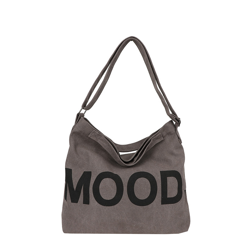 Canvas bag, large-capacity crossbody, ins Korean version student tote bag, single-shoulder girls' tutorial bag, hand-held shopping bag Item Picture