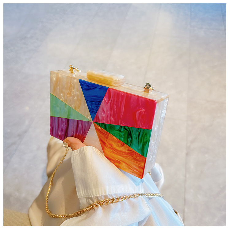 New color-blocking acrylic bag for cross-border foreign trade women, dinner bag, single-shoulder crossbody wedding and banquet clutch bag Application Scenario