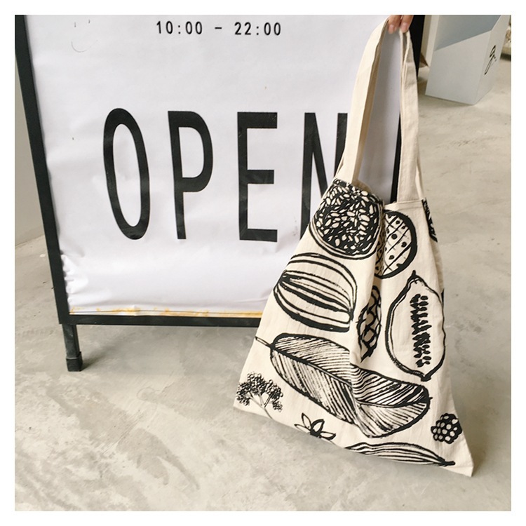 The new E53 Korean chic large-capacity three-compartment single-shoulder bag is a basic and simple summer printed canvas bag for women Application Scenario