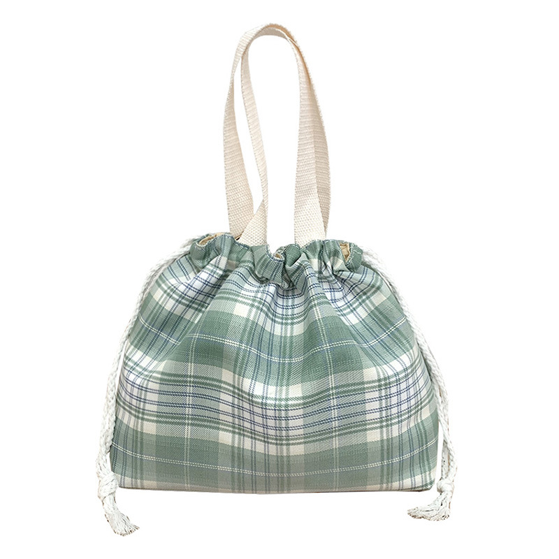 JK Japanese-style small bucket tote canvas bag, new simple and versatile, artistic single-shoulder hand-carry lunch box bag for women Item Picture