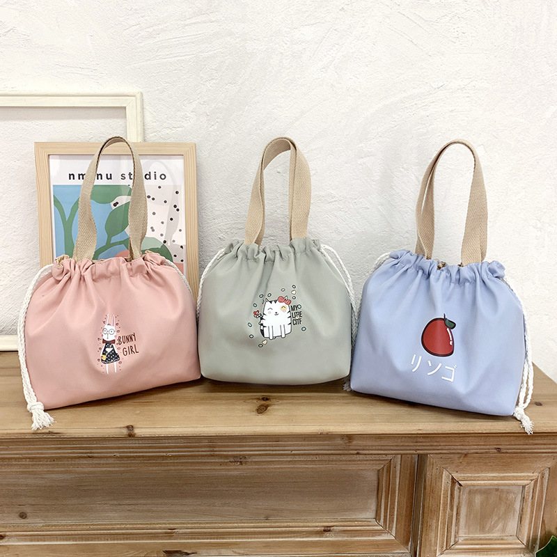 New cute hand-held bento bag, handbag, female office worker lunch box bag with lunch bag, student hand-held bag bento box Application Scenario