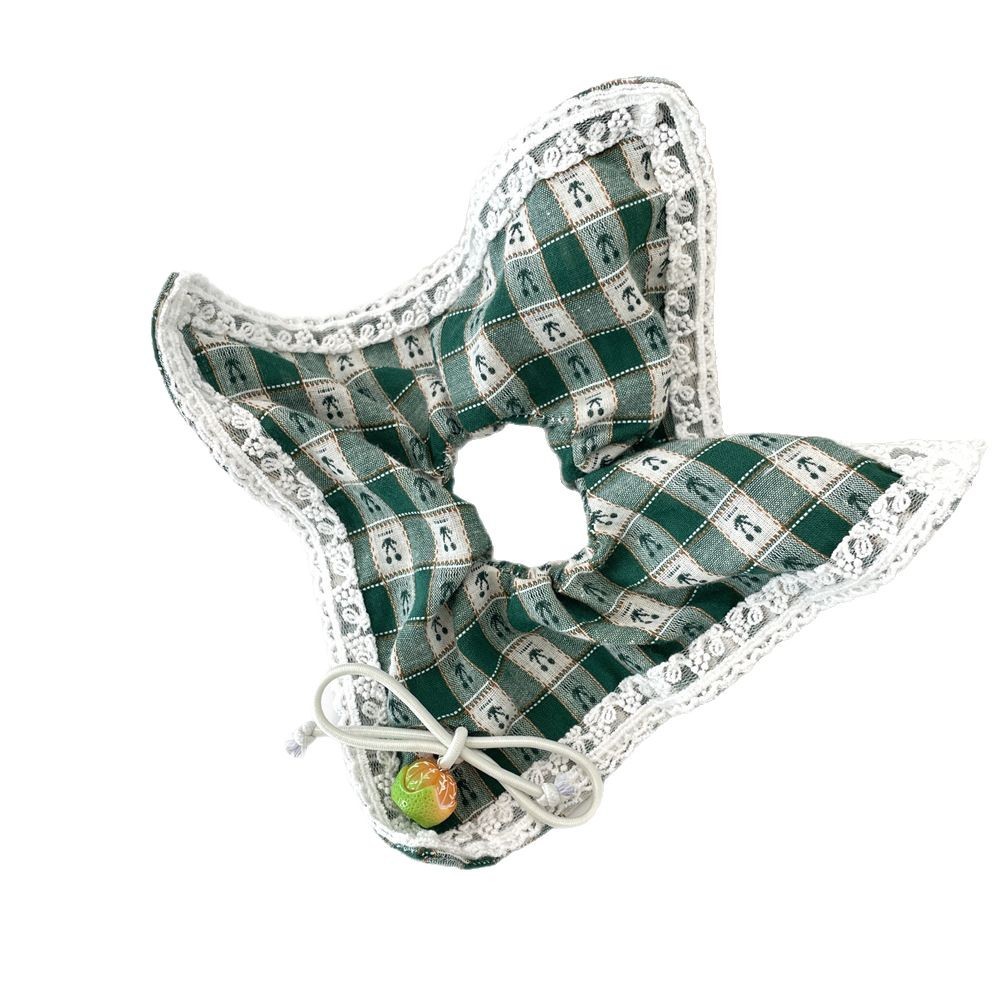 53302 Large Intestine Hair Band Korean windmill Hair band Spring New Style Red checkered cherry square Scarf ponytail elastic Hair band Item Picture