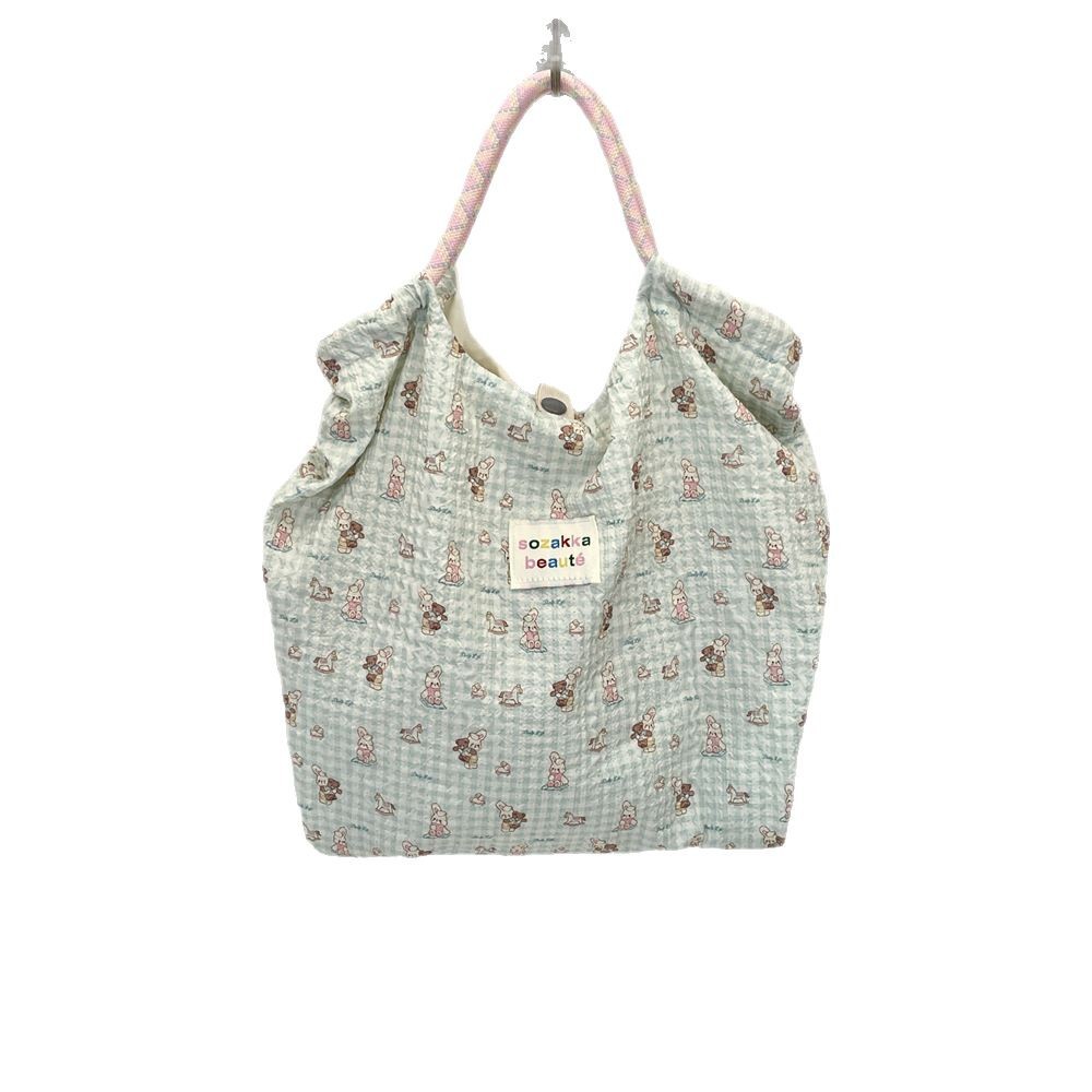 5444 [Copyright Edition] Rope handbag, embossed canvas bag, shopping bag for girls, student girls Item Picture