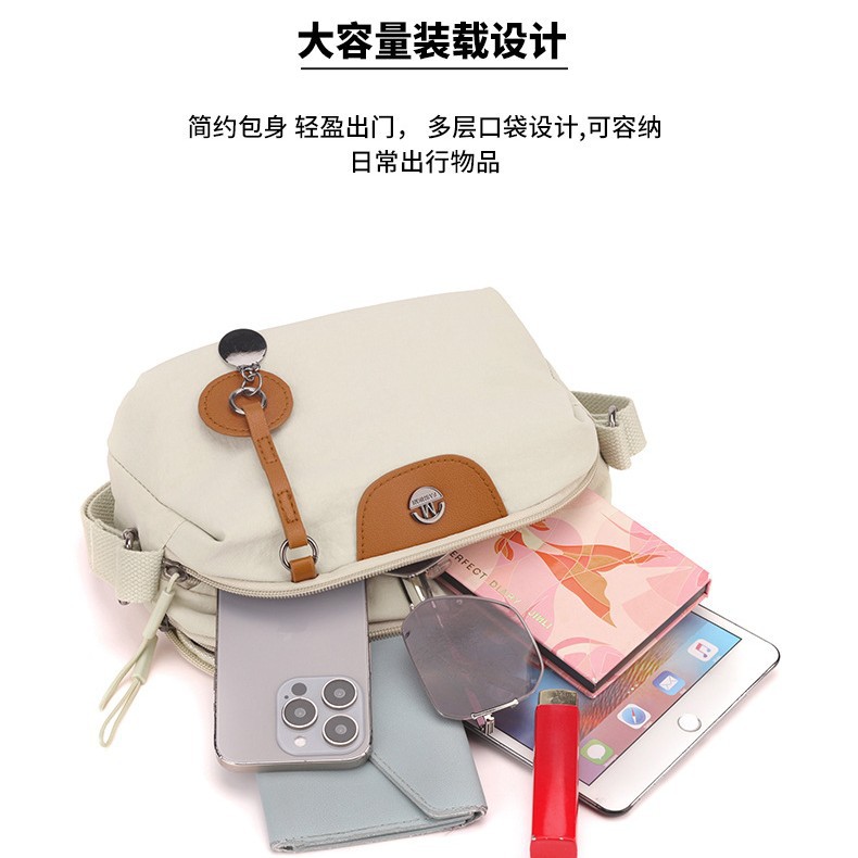 The new nylon fabric crossbody bag for winter 2024 is a popular and versatile bag for women. It's a cross-border trend single-shoulder crossbody bag details Picture