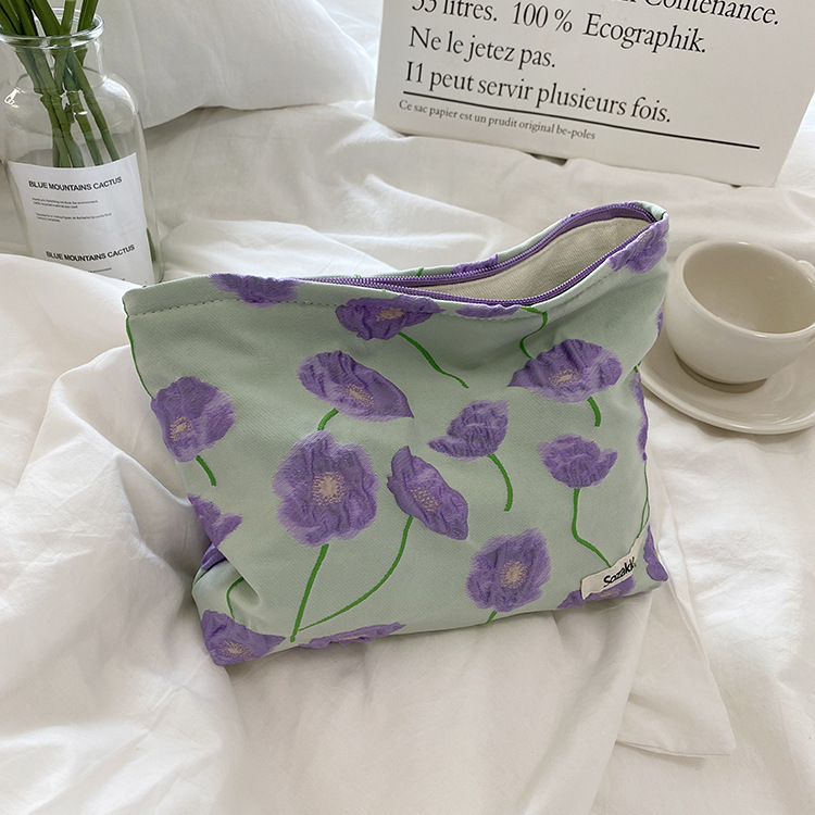 11012 French elegant calla flower makeup bag, skin care products, loose change, hand in hand bag, portable toiletry and storage bag Item Picture