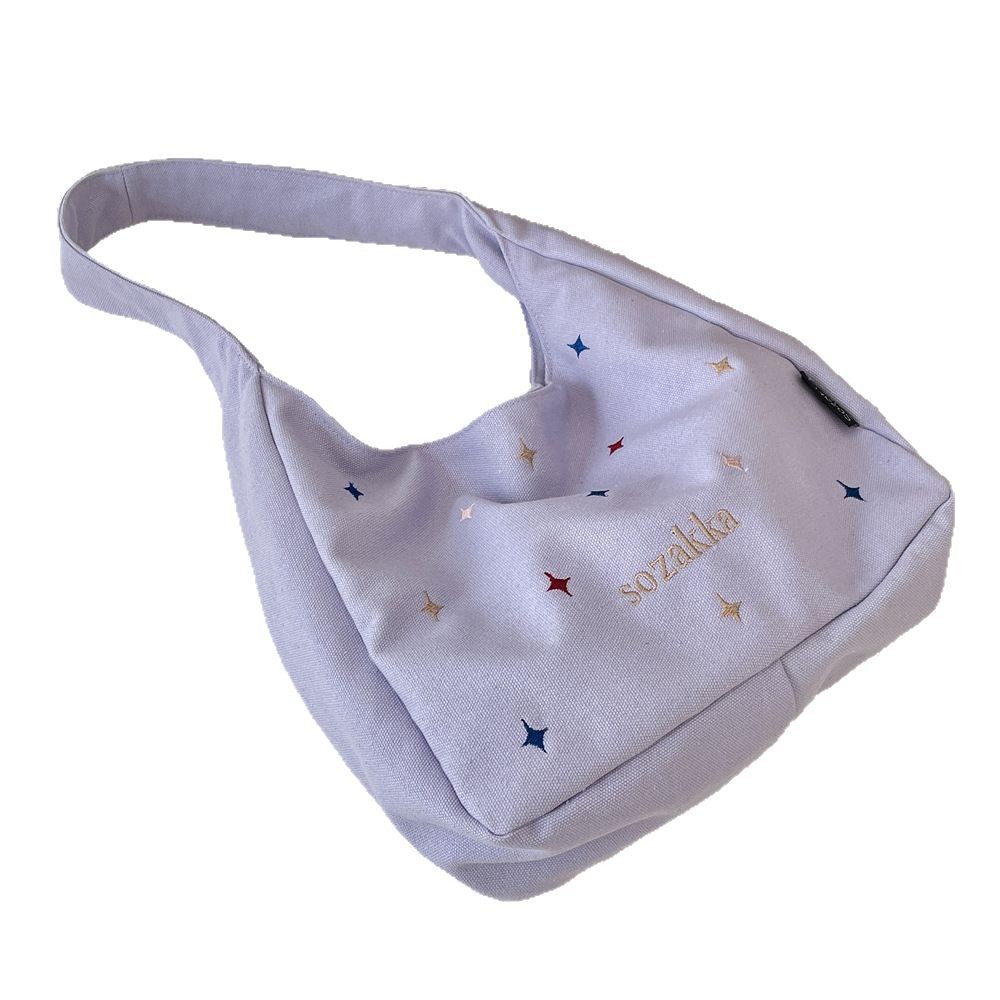 5362 Korean version star embroidery underarm bag, large-capacity commuting canvas bag, schoolbag for girls, travel bag Item Picture