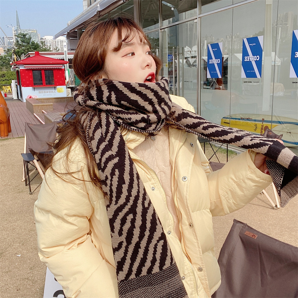 012211 Zebra print scarf for women, thickened and warm new winter style, couple and student scarves, Korean style versatile shawl Specification drawing