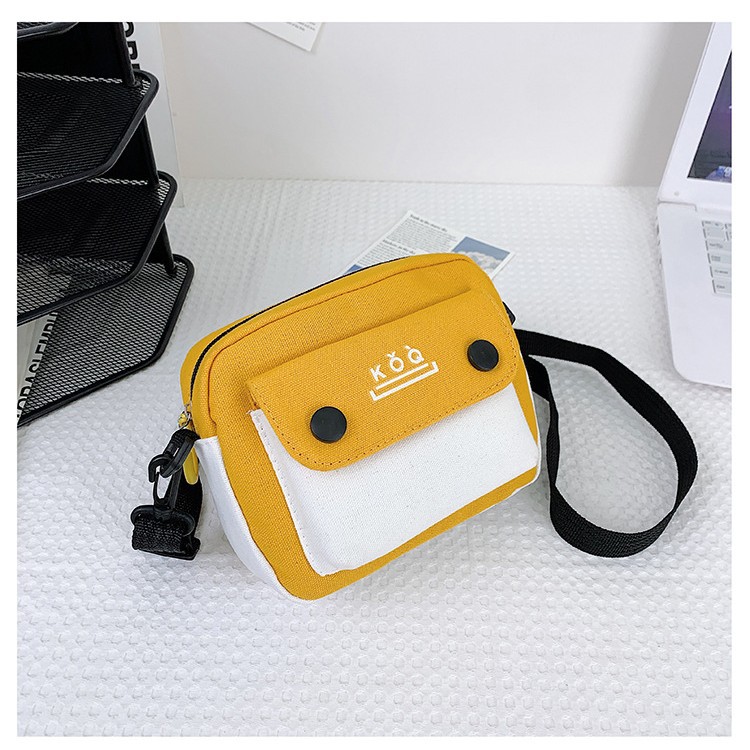 2022 Summer New canvas bag, Japanese-style ins color-blocking small bag, girl's pastoral artistic and fresh crossbody bag Specification drawing