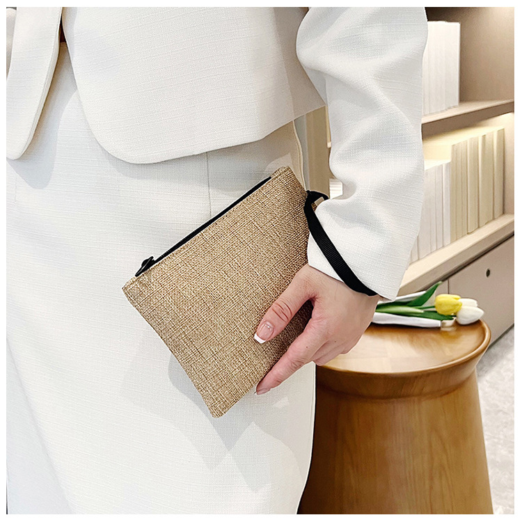 Cross-border cotton and linen clutch bag for women 2023 New style simple and trendy Haraju-style wallet bag, fashionable mobile phone pocket money bag Specification drawing