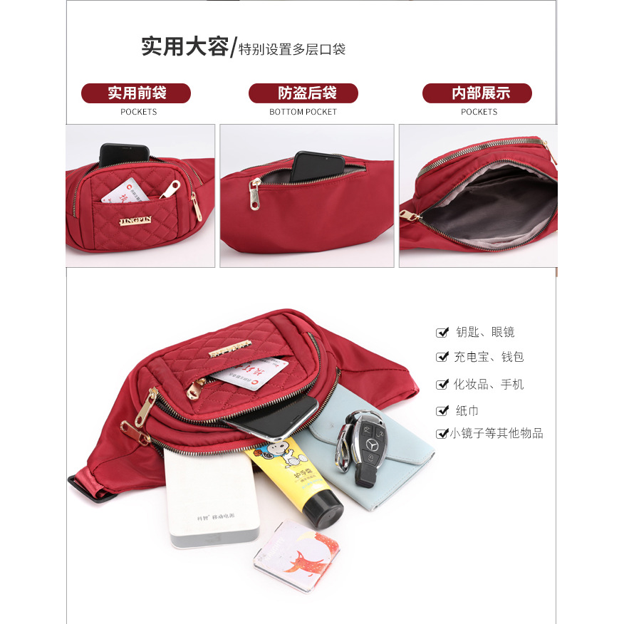 New women's fashionable and trendy waist bag, small change cash register, large-capacity multi-functional waist bag, versatile chest bag wholesale Specification drawing