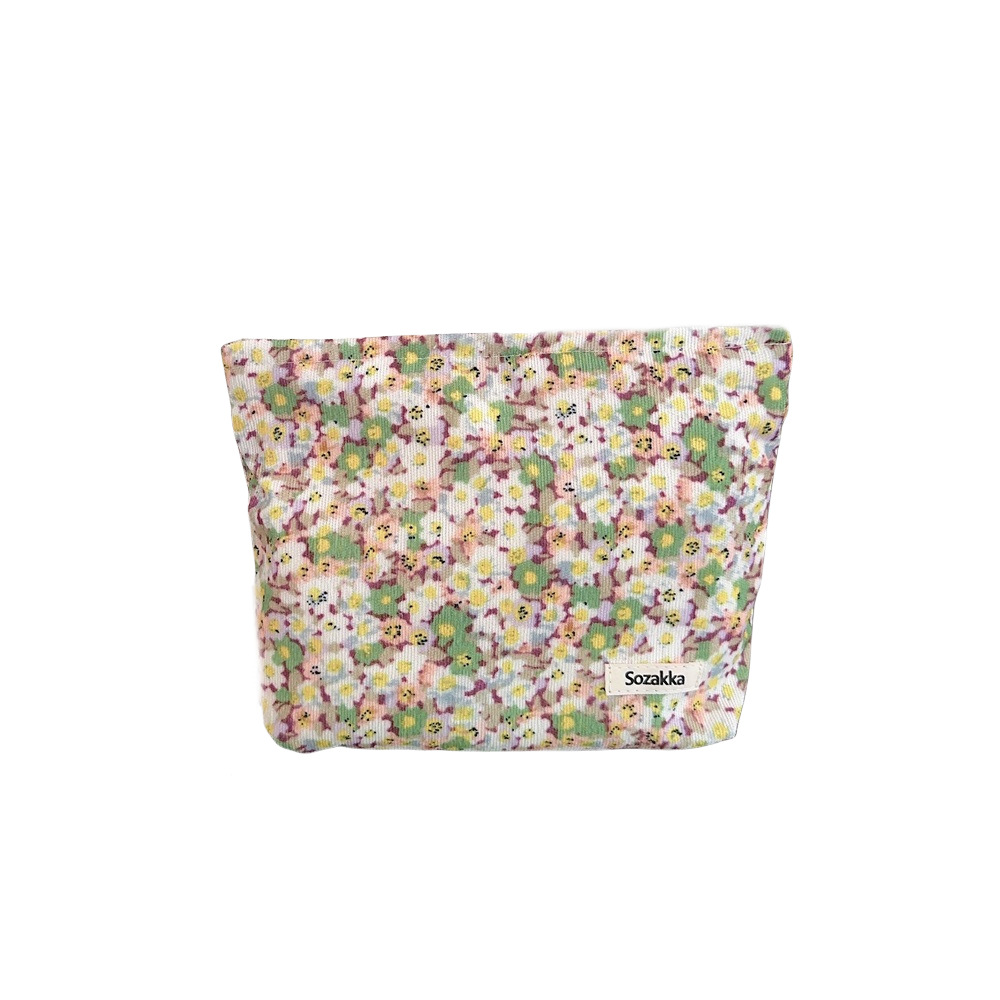 45133 Fresh Small Floral Makeup Bag for Women, a portable large-capacity cosmetics storage bag with inner liner Item Picture