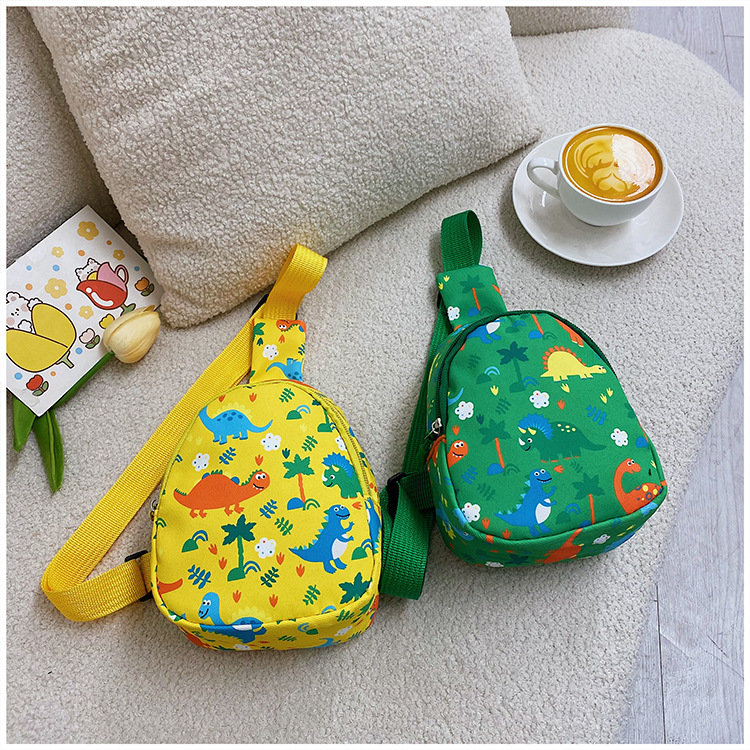 New children's bags: cartoon dinosaur boys' crossbody bag, cute girls' single-shoulder mobile phone bag, and export children's chest bag Specification drawing