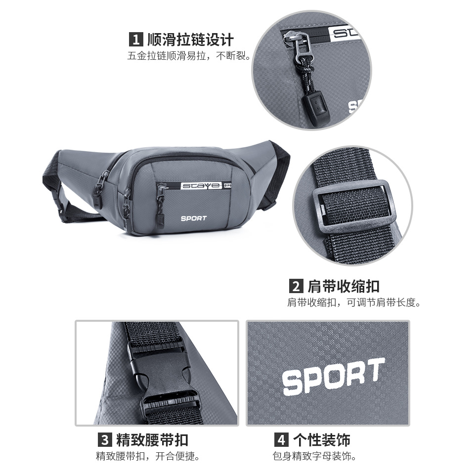 New waterproof large-capacity casual waist bag, men's fashionable and versatile chest bag, cash register coin purse, mobile phone case, crossbody bag details Picture