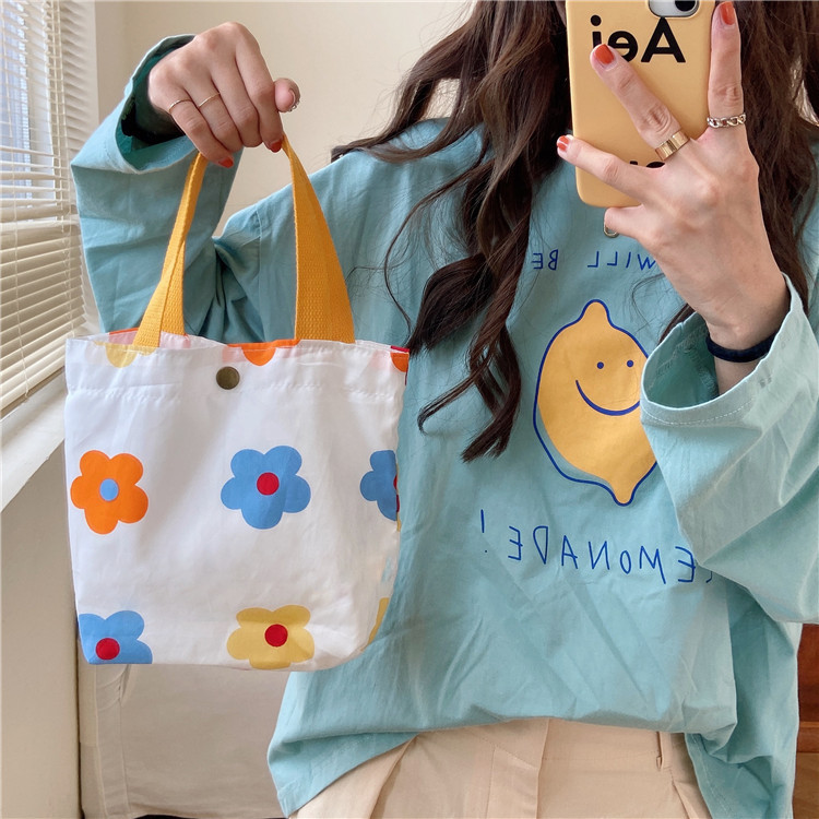 0692 Artistic New Floral Print Handbag Mini Canvas Bag Casual Ladies' hand-held Bag Manufacturer wholesale full figure