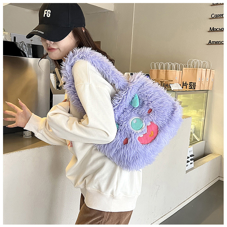 Plush toys, children's cartoon backpack, single-shoulder crossbody bag, girl's handbag, cute strawberry bear, Dingdang cat, versatile undefined