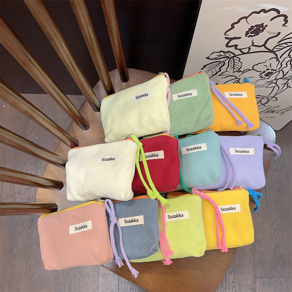3561 ins color-blocking string lipstick makeup bag, portable coin purse, toiletries and sanitary napkins storage bag full figure