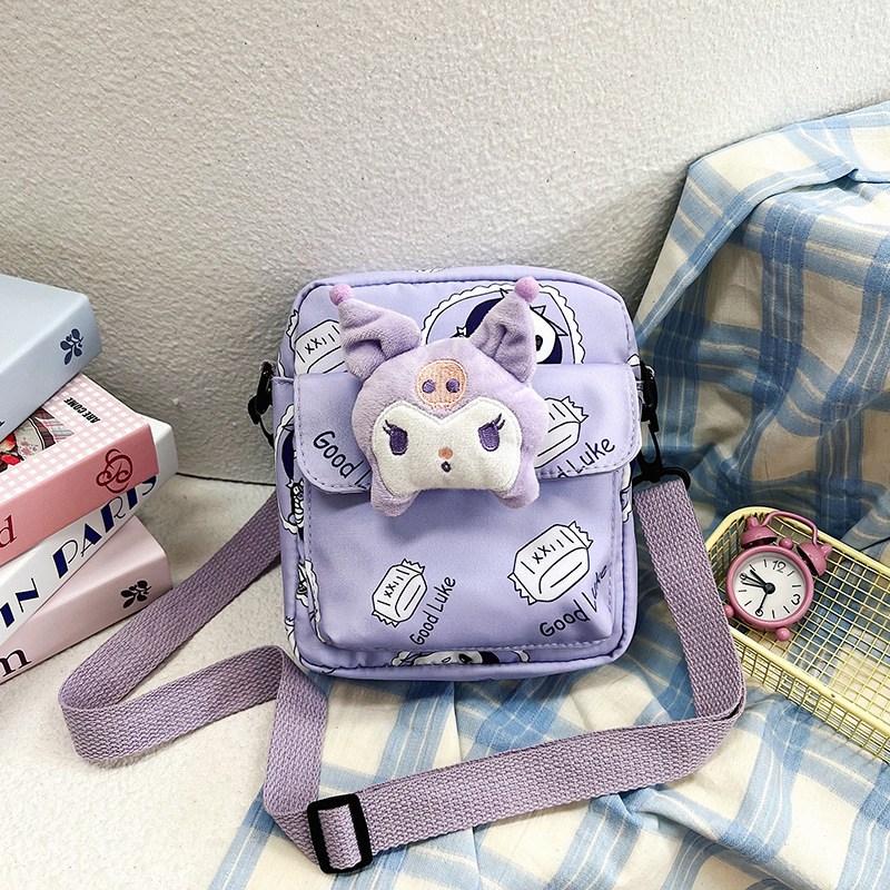 Summer new high appearance level, fresh and cute girl cartoon single-shoulder bag, crossbody bag, Kuromi cute girl backpack Specification drawing