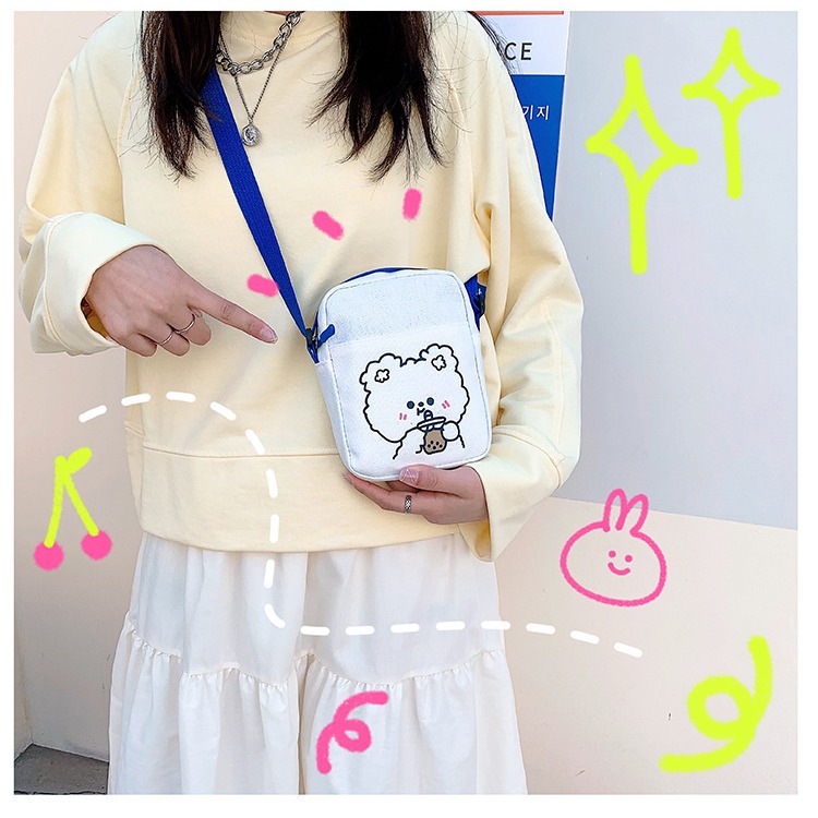 Summer fashion canvas bag 2024 New Korean style Instagram sweet phone bag Simple crossbody girl's small bag Application Scenario