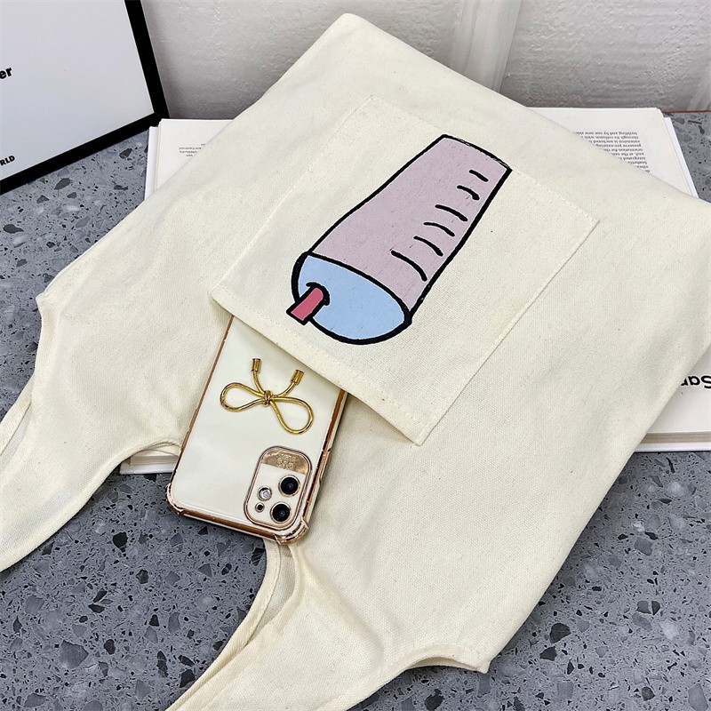 Wholesale vest canvas bags, large capacity o creative large capacity shopping bags, hand-held canvas tote bags Application Scenario