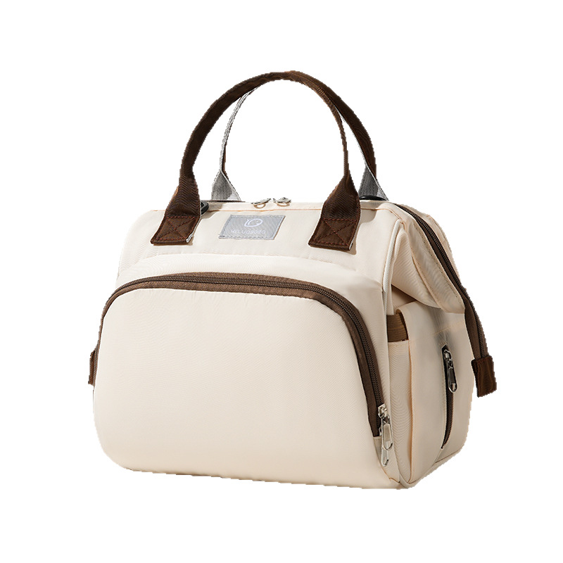 New solid-color fashionable double-shoulder mommy bag, large-capacity baby bag, new medium-sized baby bag with milk on the back Item Picture