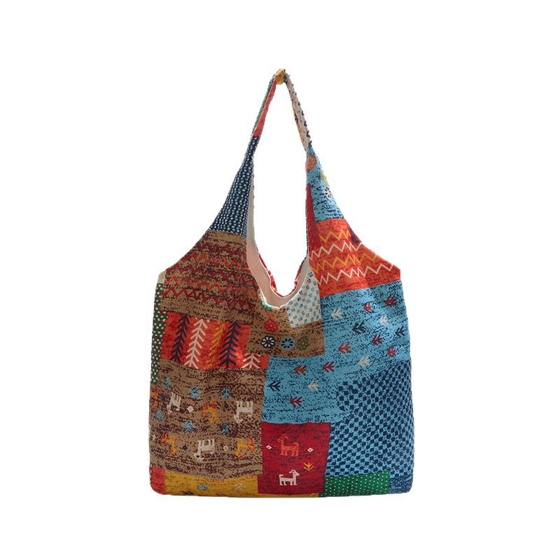 The large-capacity fashionable ethnic-style tote bag is selling well. It is a stylish double-sided personalized single-shoulder bag that is casual, versatile and lightweight Item Picture