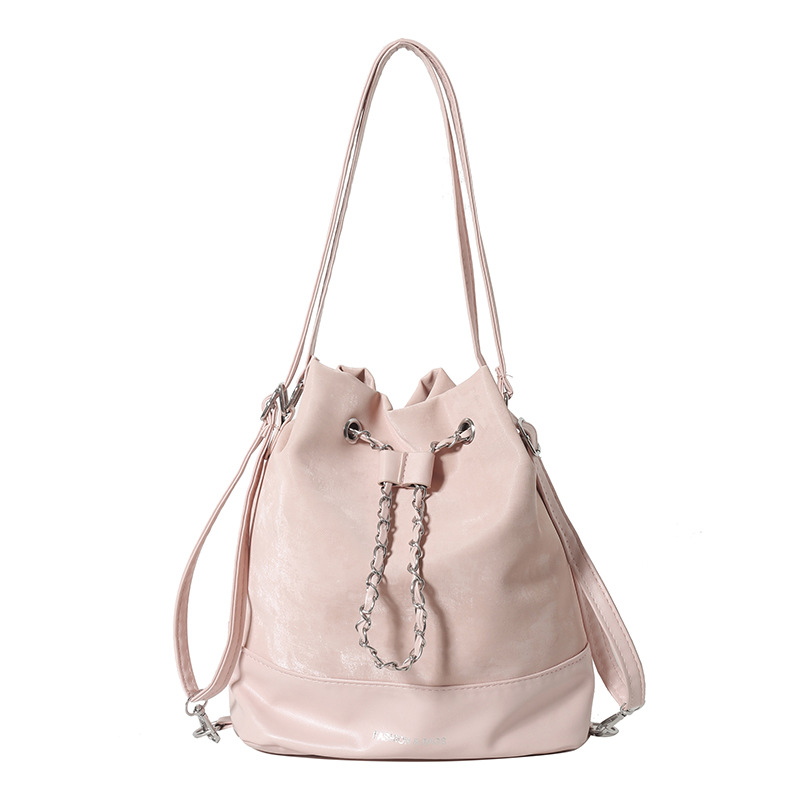 The 2024 new stylish and simple bucket bag with a niche design, the chain backpack with a high-end feel, and the crossbody backpack are selling well among women Item Picture