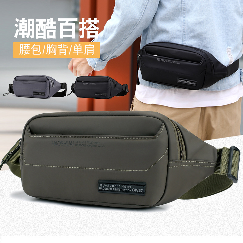 Cross-border exclusive new outdoor multi-functional waist bag, fashionable and casual men's chest bag, crossbody bag, running and hiking waist bag details Picture