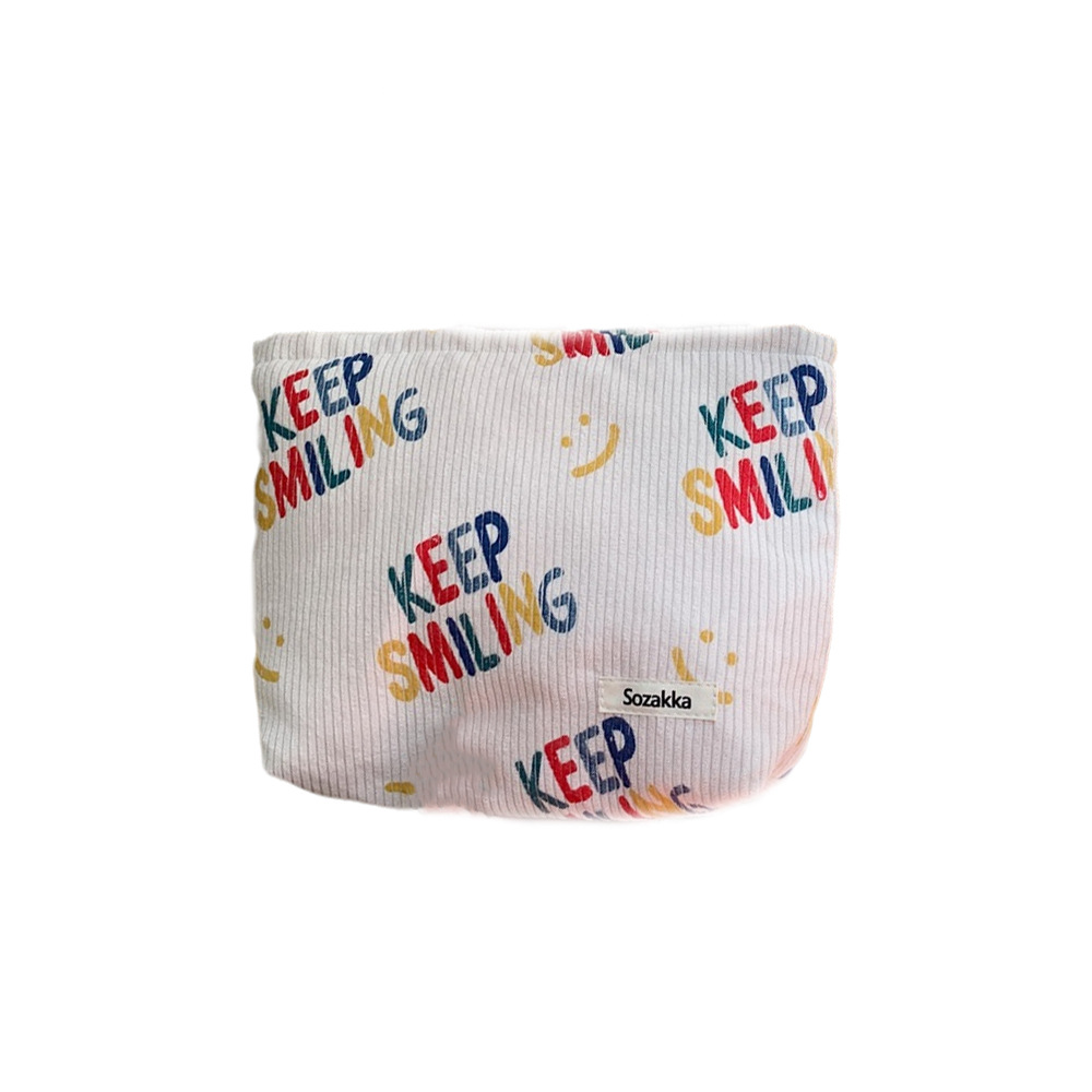38181 New 2023 Corduroy cosmetic Bag, Letter smiley face storage, washroom clutch, Mobile phone wallet, Pen case Item Picture