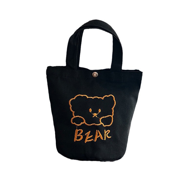 Personalized ladies' bucket bag, versatile and cute canvas bear wholesale, simple Japanese style new handbag Item Picture
